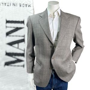MANI GORGIO ARMANI Blaze Men 38R Houndstooth Check Tweed Sport Coat Wool Jacket